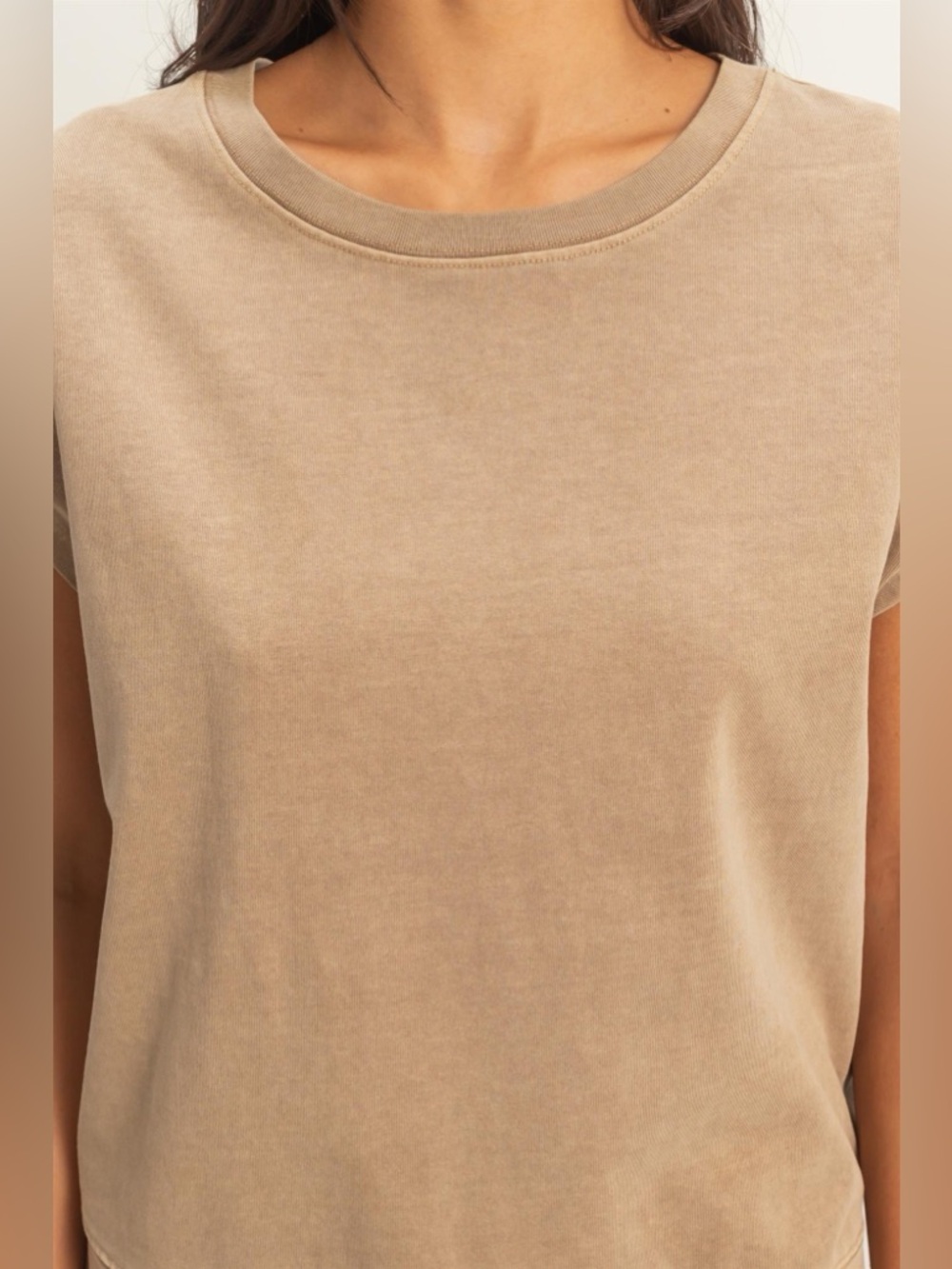 NEW Double Zero Mocha Cotton Lounge Set Sleeveless Crew Neck Shorts Set Large - Picture 4 of 7